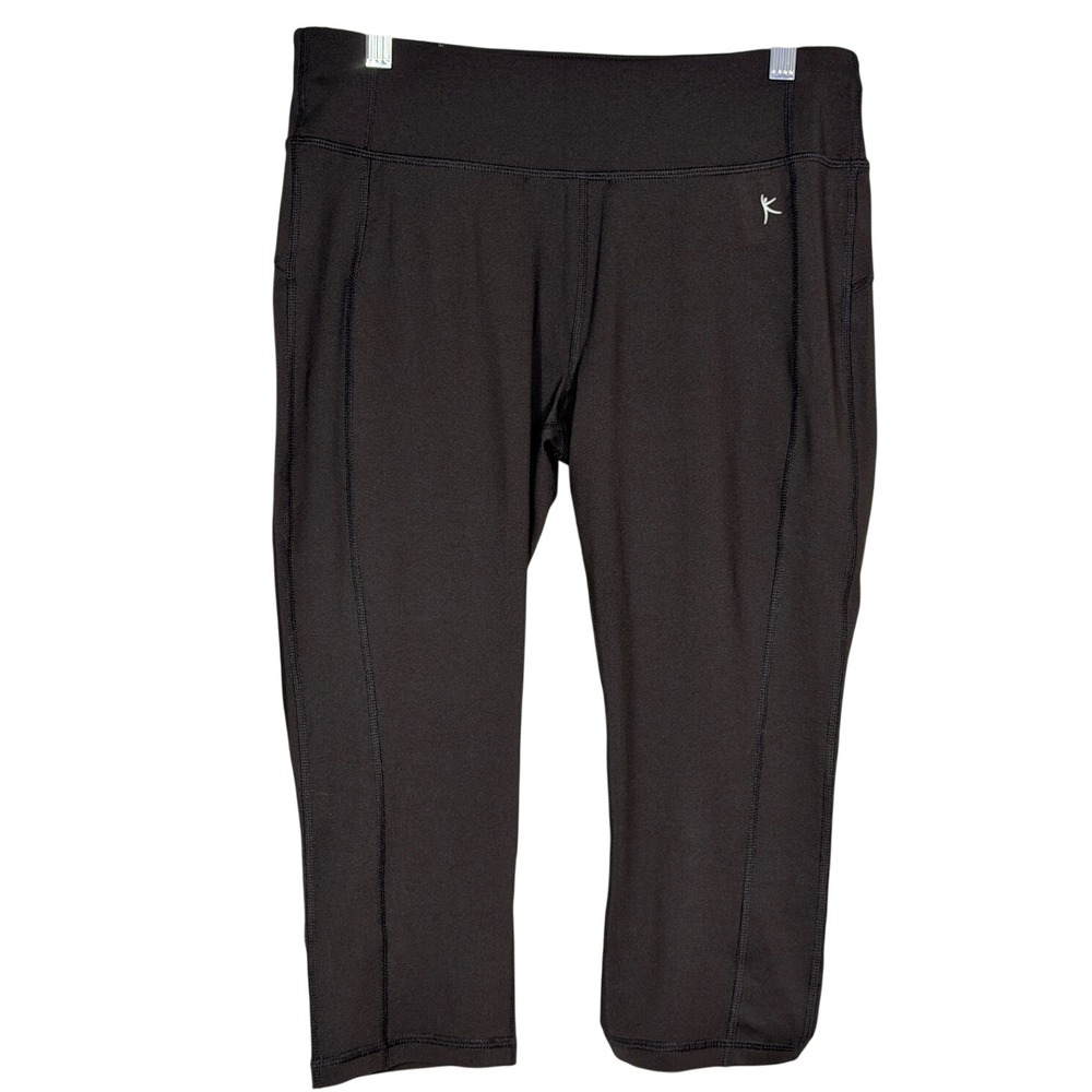 Danskin Now Womens Black Dri-More Fitted Capri Leggings Hidden Pocket DNL27109 M